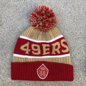 Vintage IDEGY San Francisco 49ers Pom Beanie Ribbed Cuffed '46 Hat Cap NFL Red​